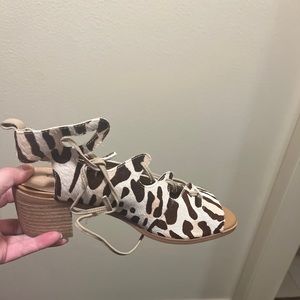 Torrid Cute animal print lace up stacked low heel.
